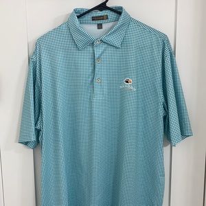 Green and white checkered Peter Millar golf shirt